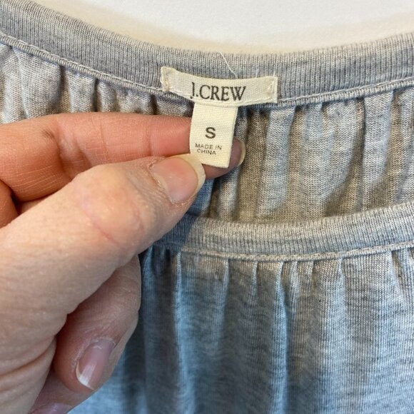 J. Crew Jersey Ruffle Sleeve Hem Scoop-Neck Gray Shift T-Shirt Dress, Small - Picture 7 of 10